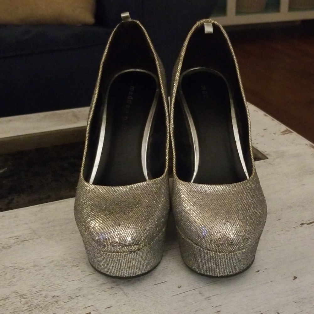 Madden Girl silver wedges